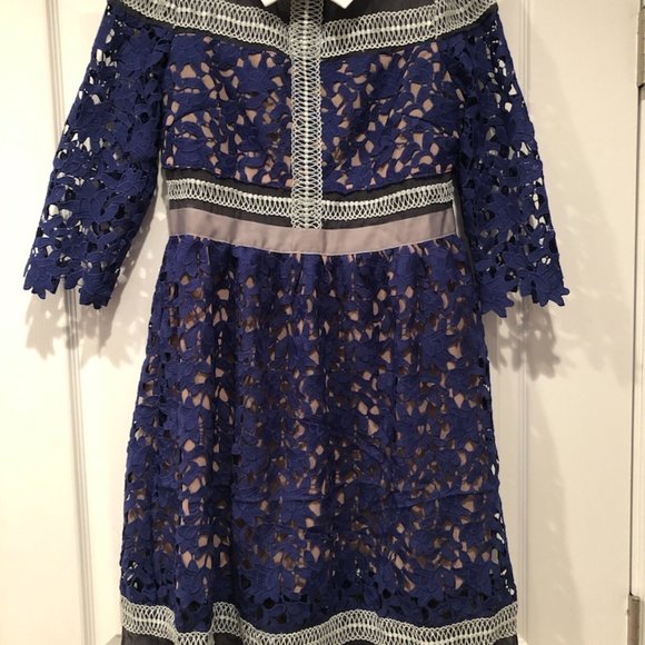 Blue Lace Dress sz 12/14 - Picture 2 of 4